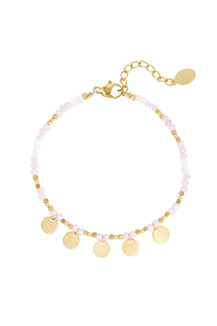 Anklet with coin charms - pale pink 