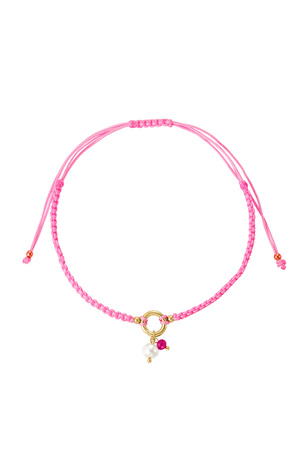 Braided simple anklet with pearl - pink h5 
