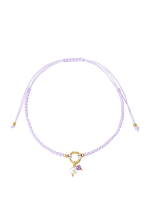 Bracelet de cheville simple tressé avec perle - lilas h5 