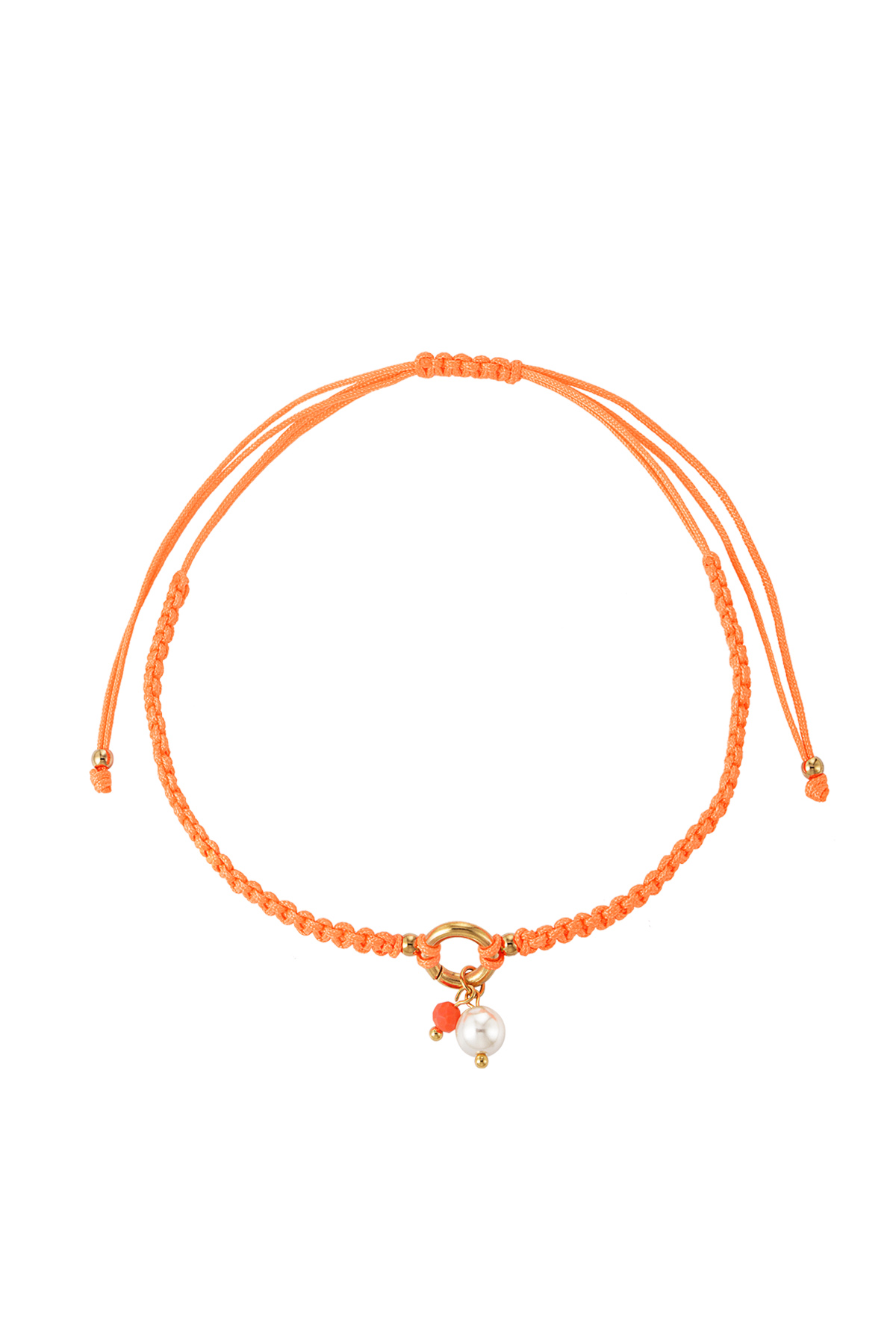 Bracelet de cheville simple tressé avec perle - orange