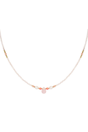 Collana di perline sottili con goccia - rosa/oro h5 