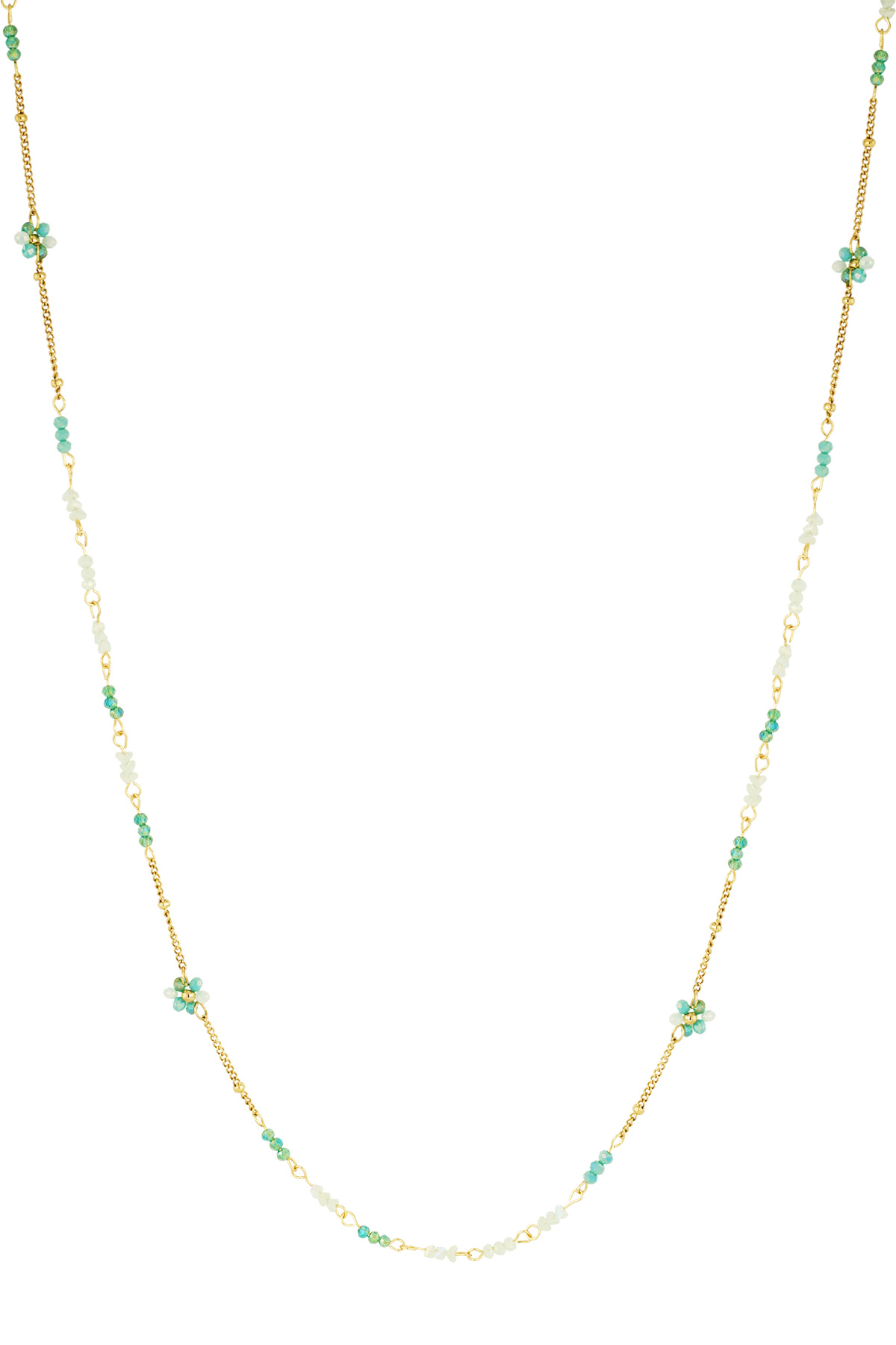 Long necklace blooming breeze - green gold 