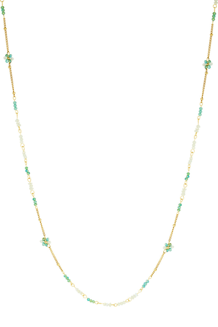 Long necklace blooming breeze - green gold 
