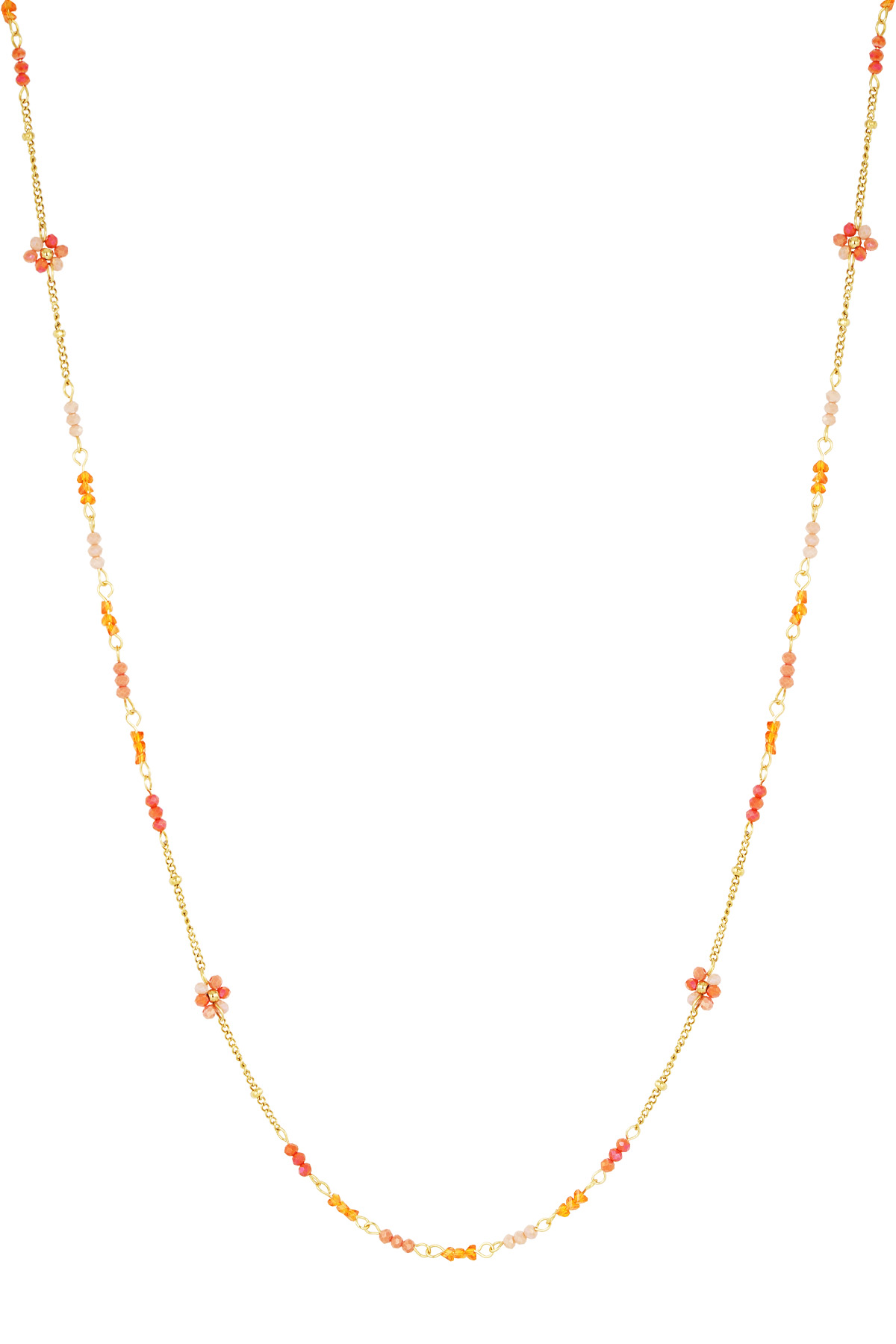 Collar largo brisa floreciente - oro naranja