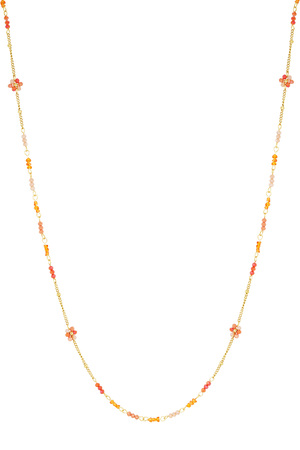Long necklace blooming breeze - orange gold h5 
