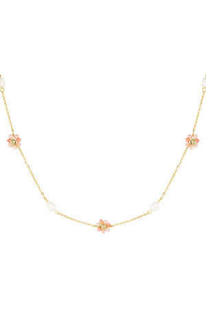 Classic floral pearl necklace - orange/gold h5 