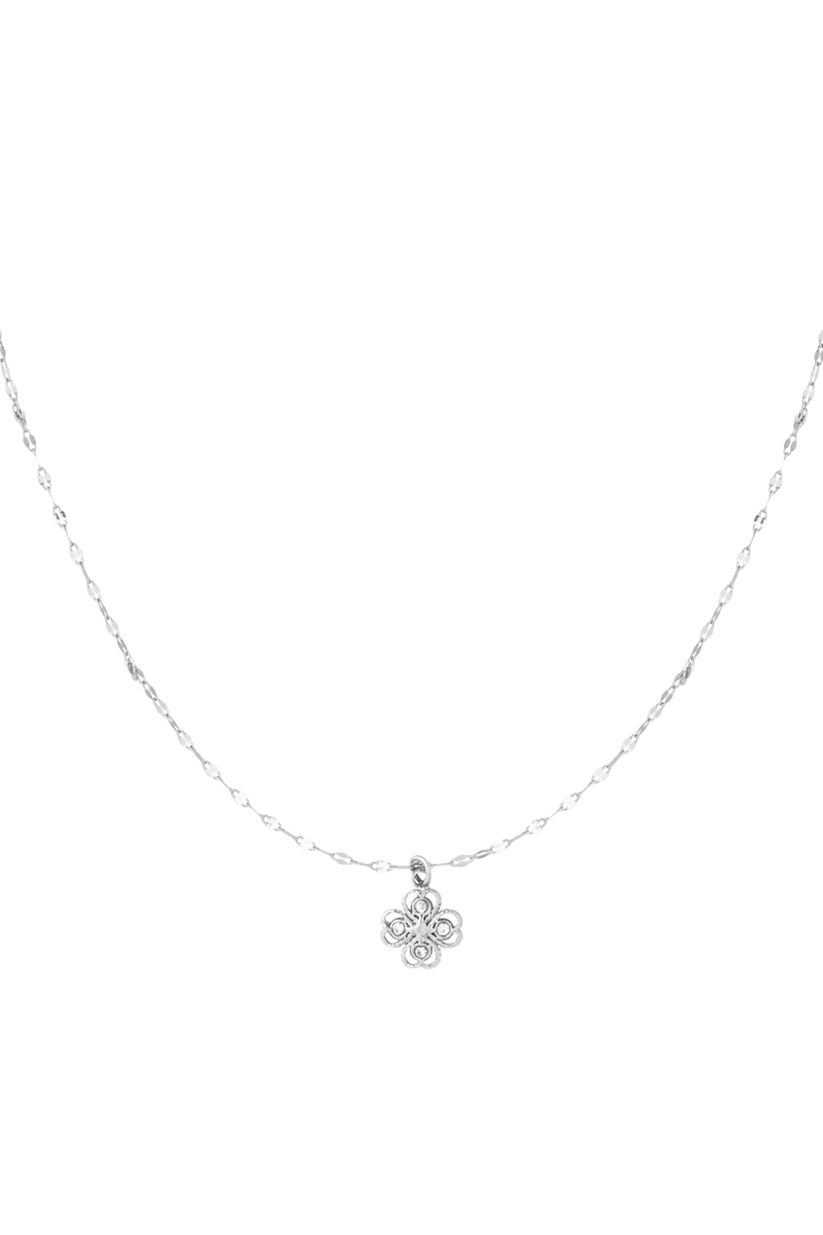 Gedrehte Halskette mit Kleeblatt – Silber