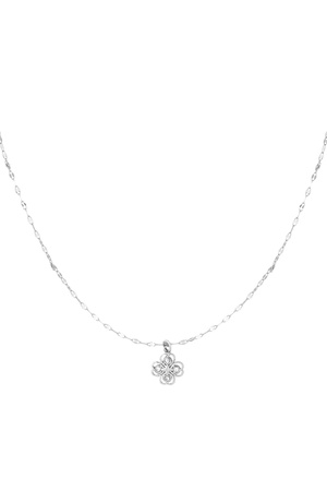 Twisted necklace with clover - silver h5 