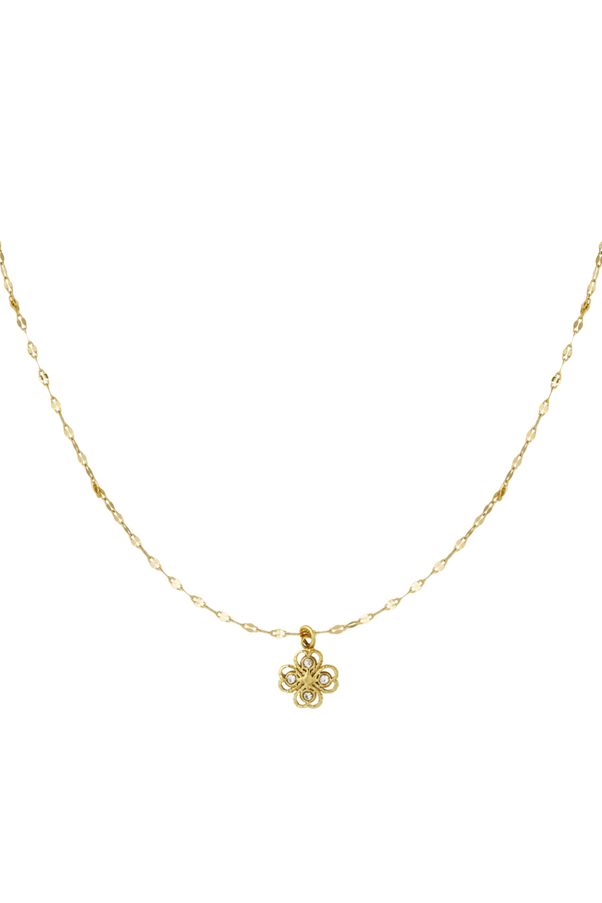 Twisted necklace with clover - gold 