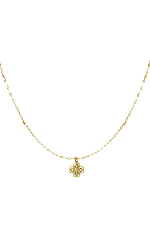 Twisted necklace with clover - gold  h5 