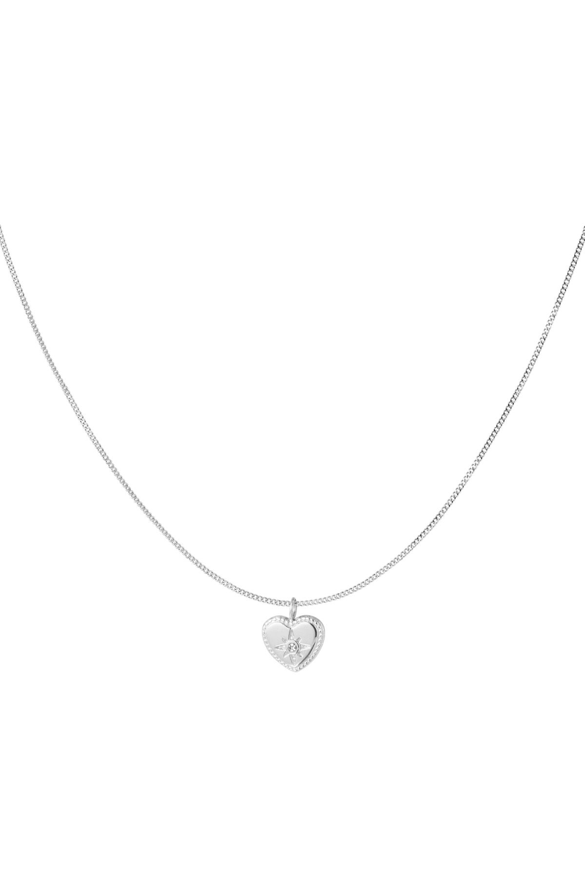 Klassische Herzkette mit Diamant - Silber 