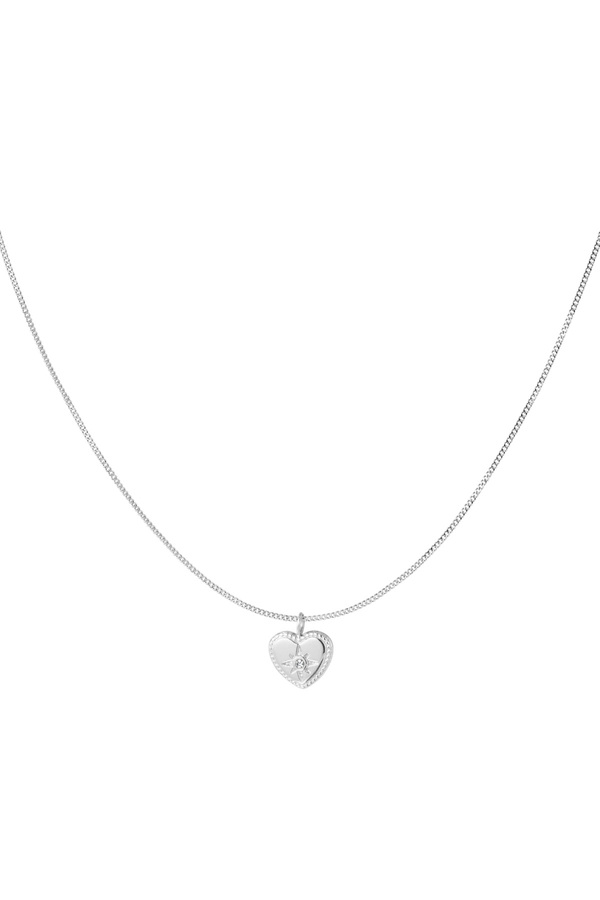 Classic heart necklace with diamond - silver 