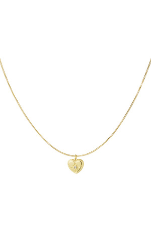 Collar clásico de corazón con diamante - oro h5 