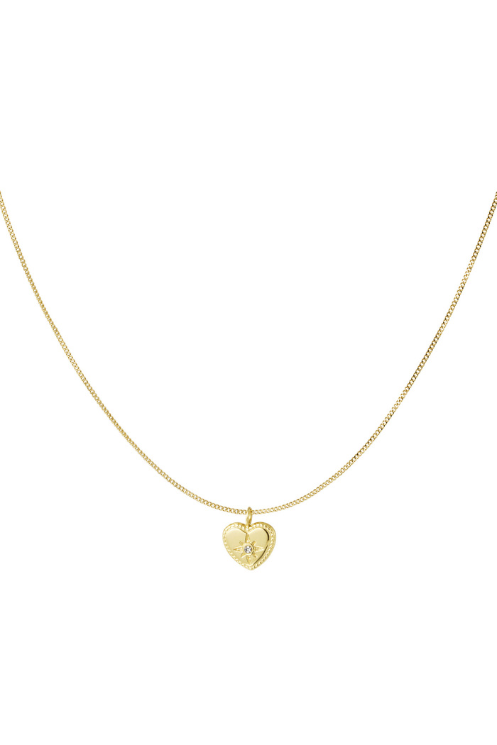 Classic heart necklace with diamond - gold 