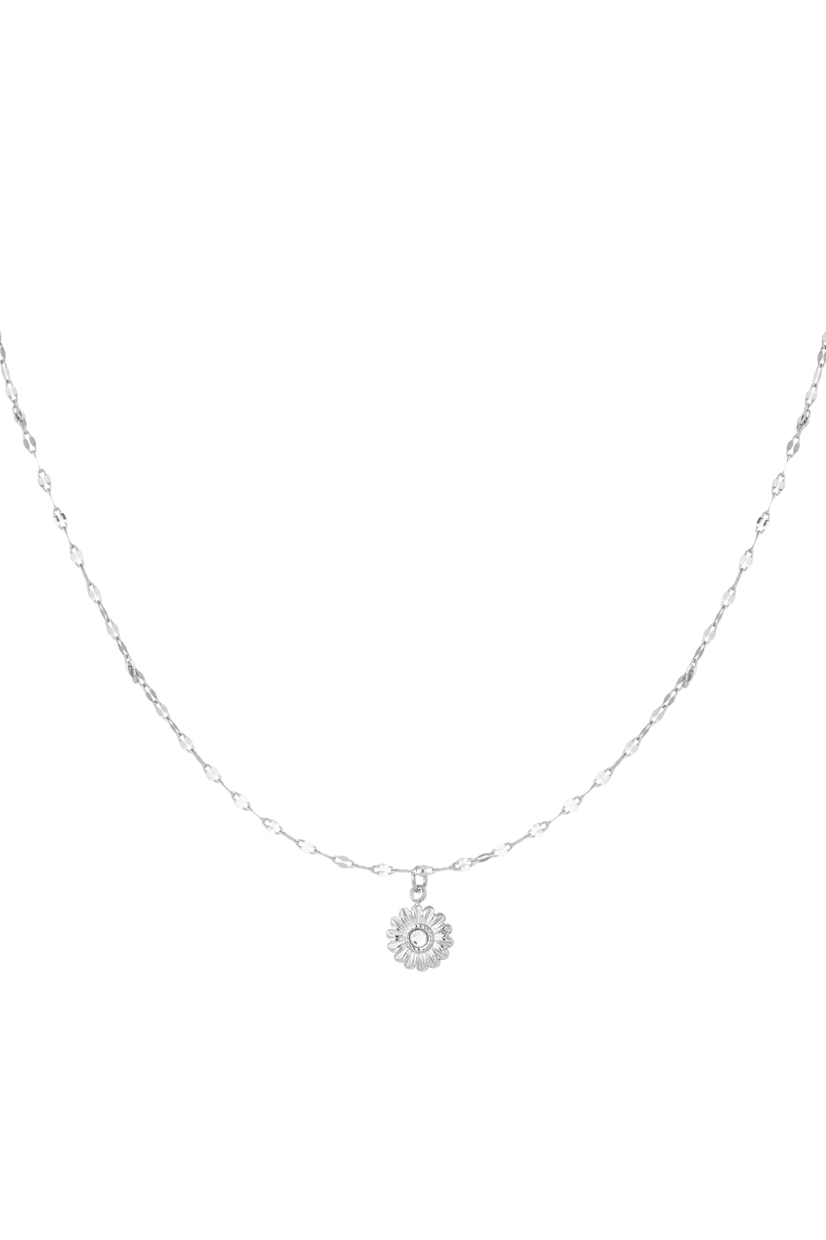 Twisted necklace with flower charm - silver  h5 