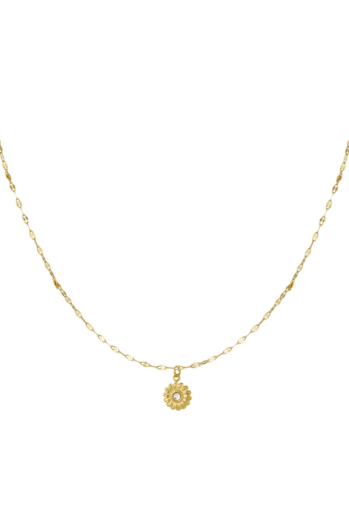 Twisted necklace with flower charm - gold  