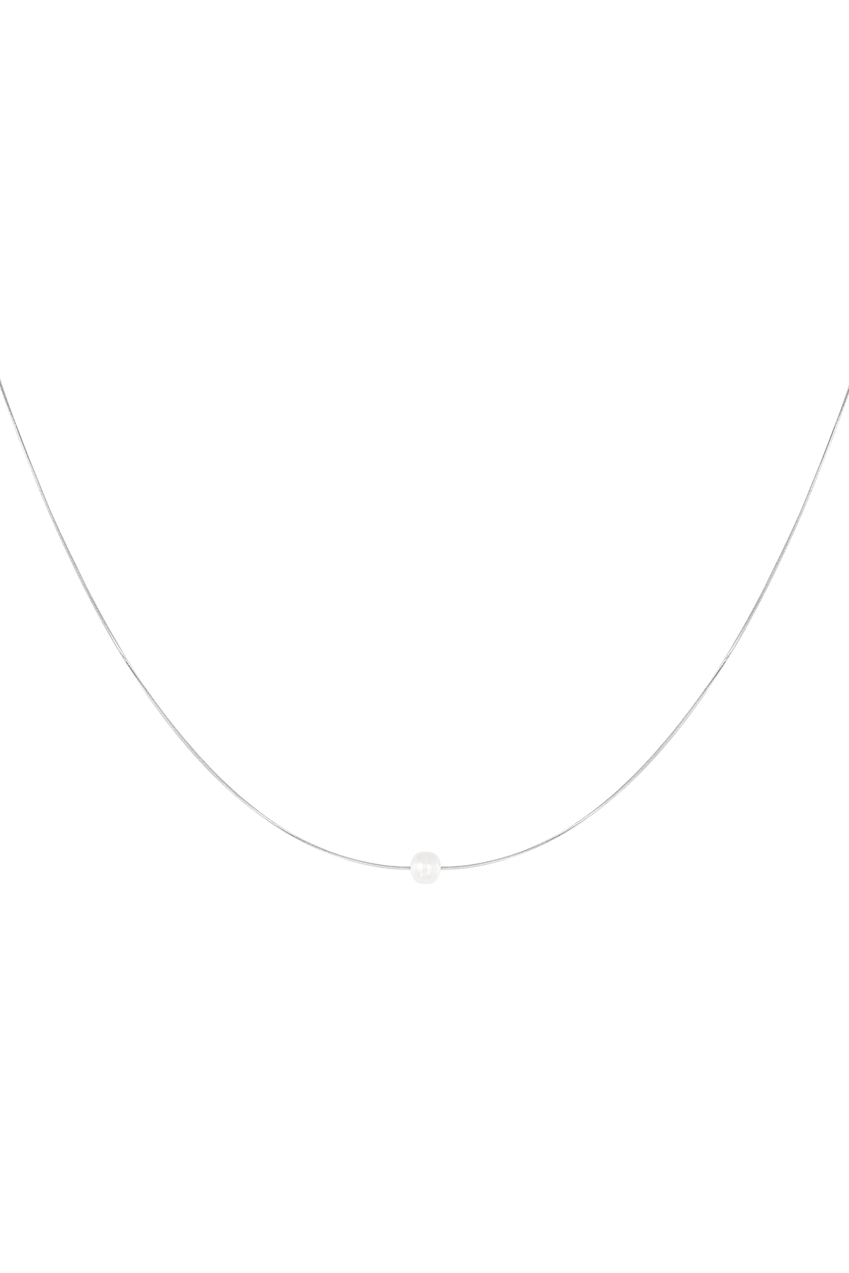 Simple necklace with pearl - silver  h5 