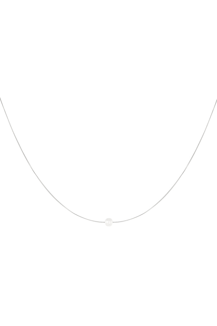 Simple necklace with pearl - silver  
