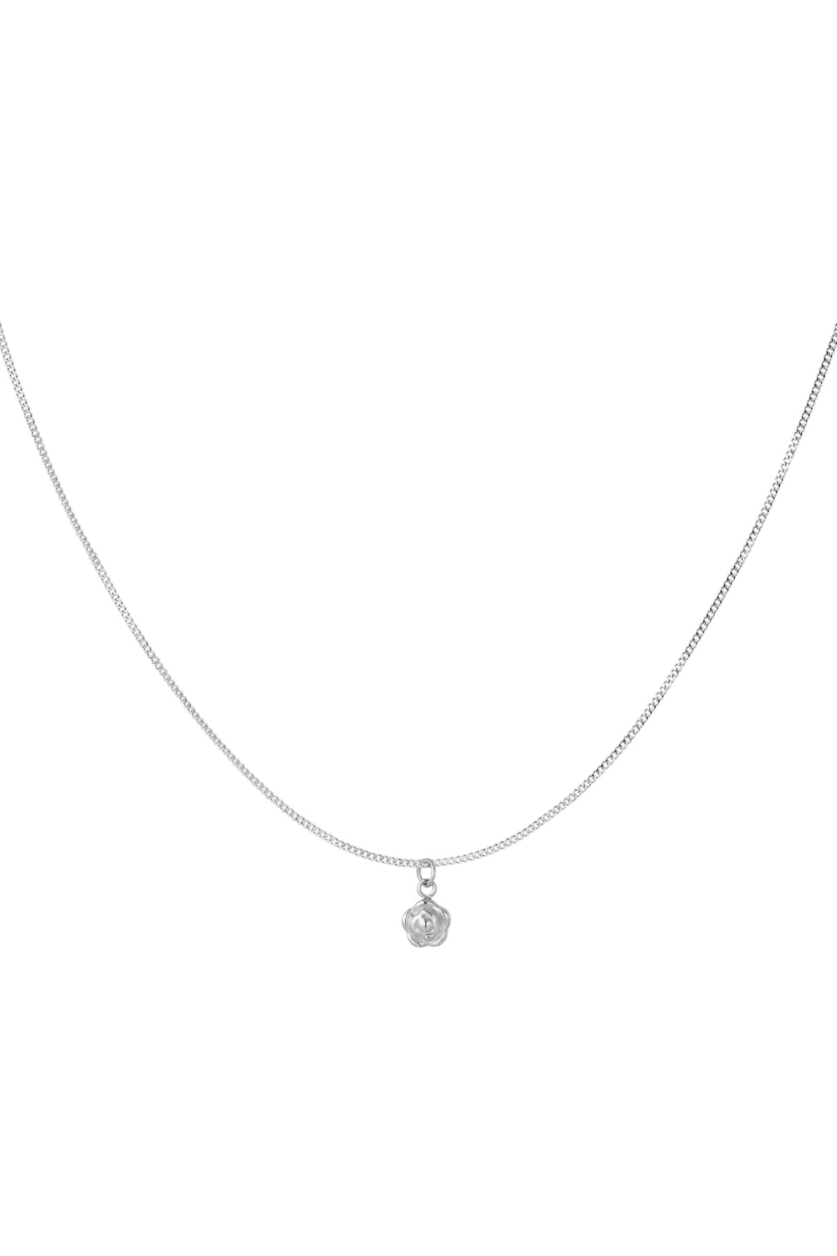 Simple necklace with flower charm - silver