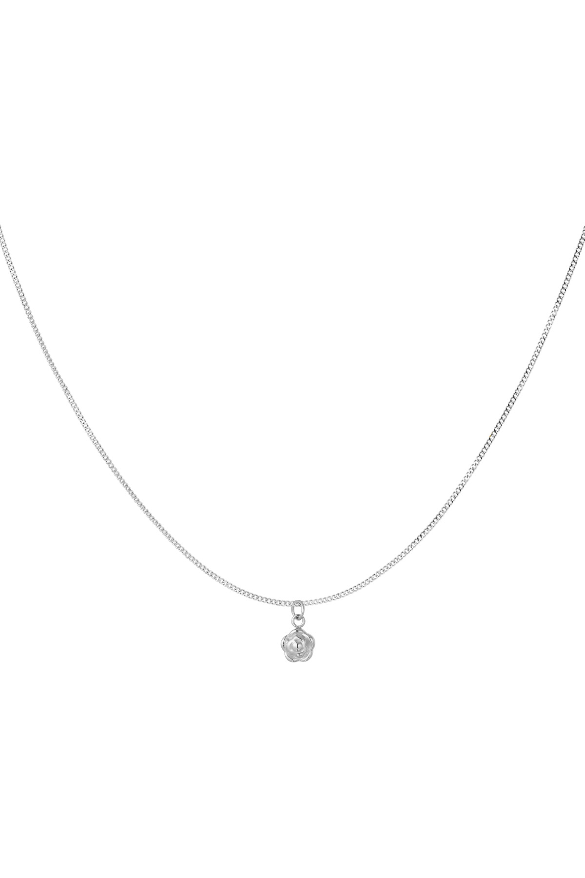 Collier simple avec breloque fleur - Couleur argent