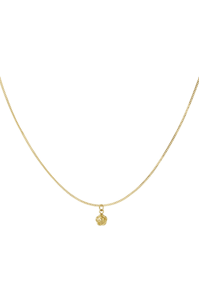 Schlichte Halskette mit Blumenanhänger – Gold  