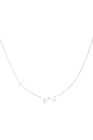 Classic necklace with three butterfly charms - silver h5 