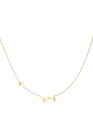 Classic necklace with three butterfly charms - gold  h5 
