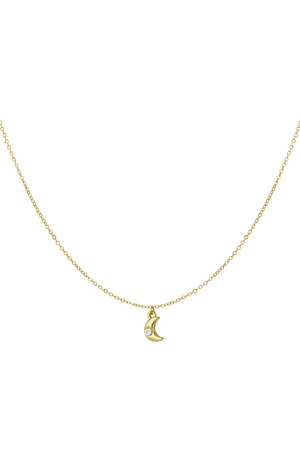 Simple necklace with crescent moon charm and diamond - gold  h5 