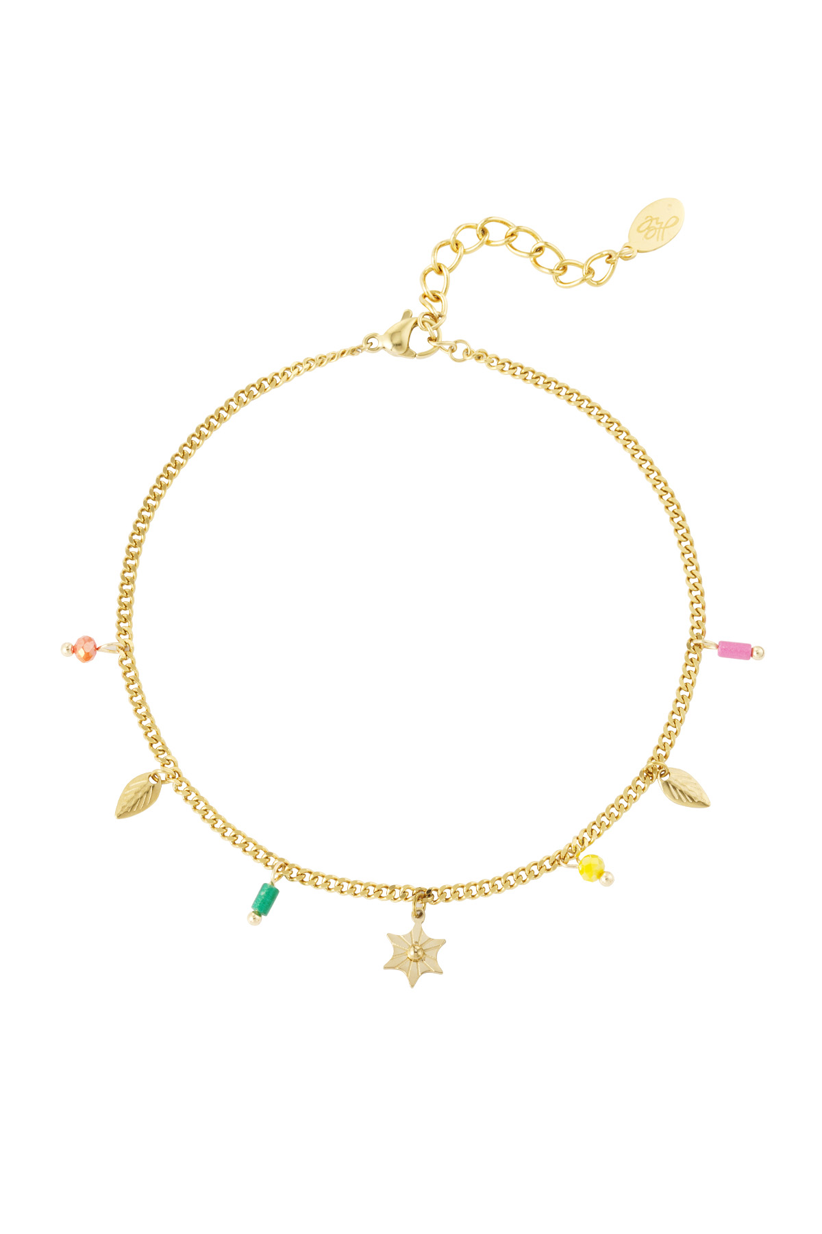 Anklet feather star - gold 