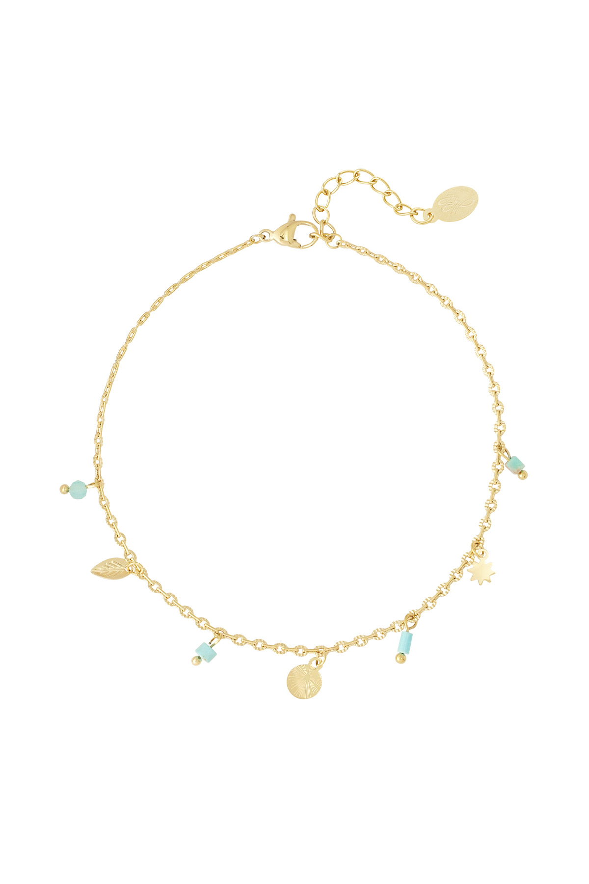 Simple spring anklet natural stone - gold