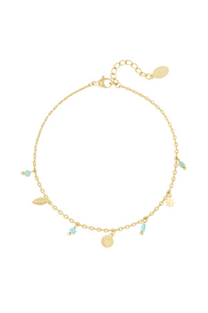 Simple spring anklet natural stone - gold h5 