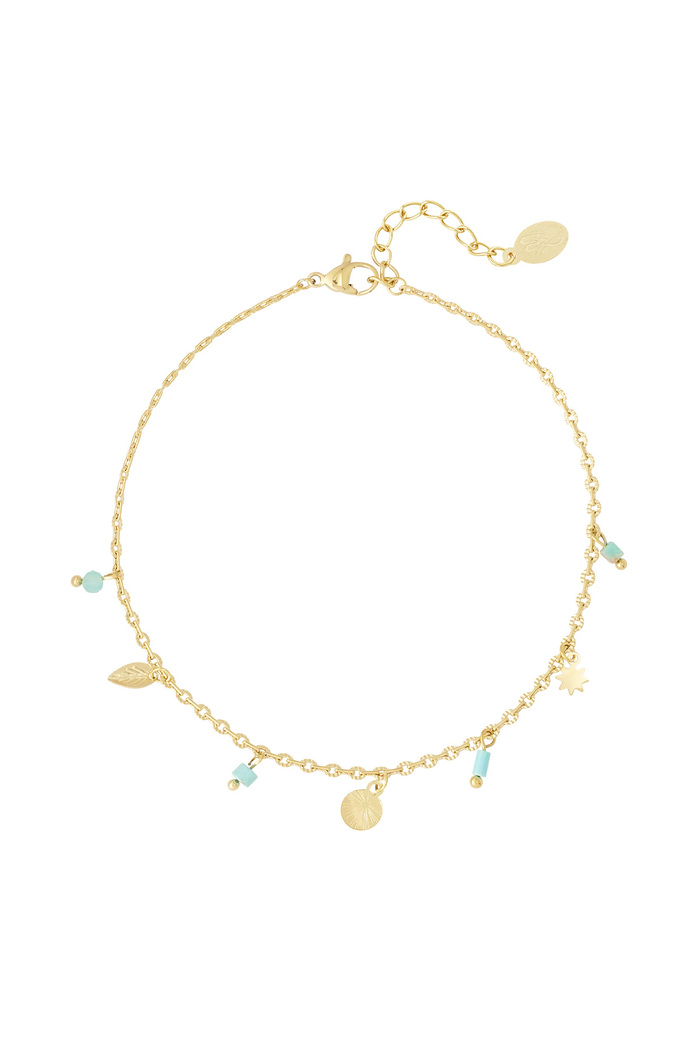 Simple spring anklet natural stone - gold 