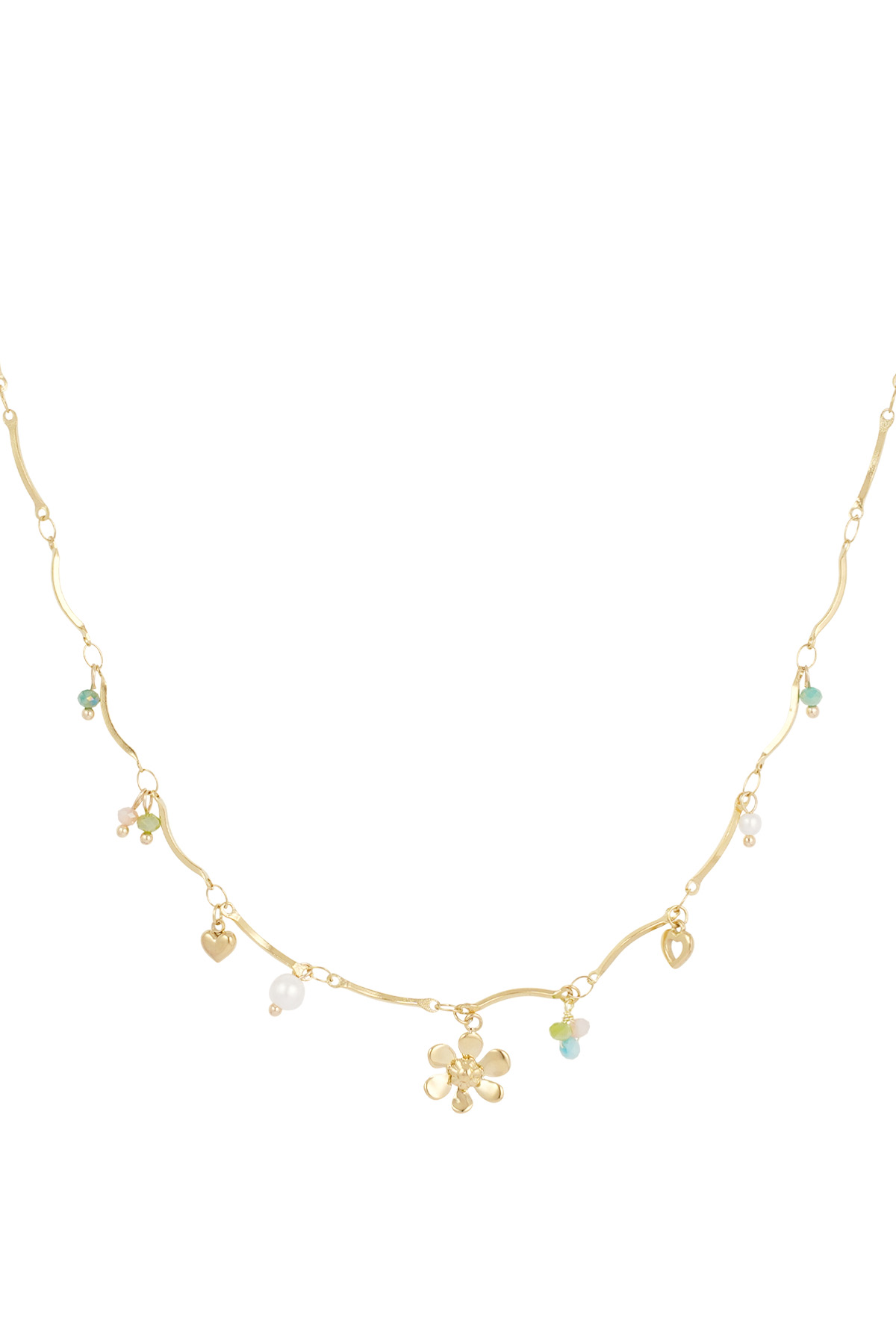 Summer flower charm necklace - Gold color