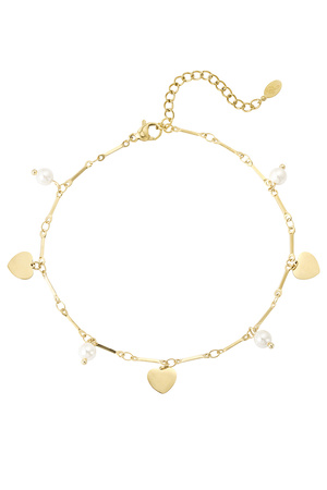 Bracelet de cheville perle love - doré h5 
