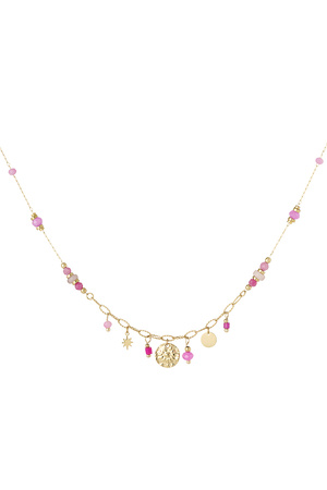 Summer vibe necklace pink - Gold h5 