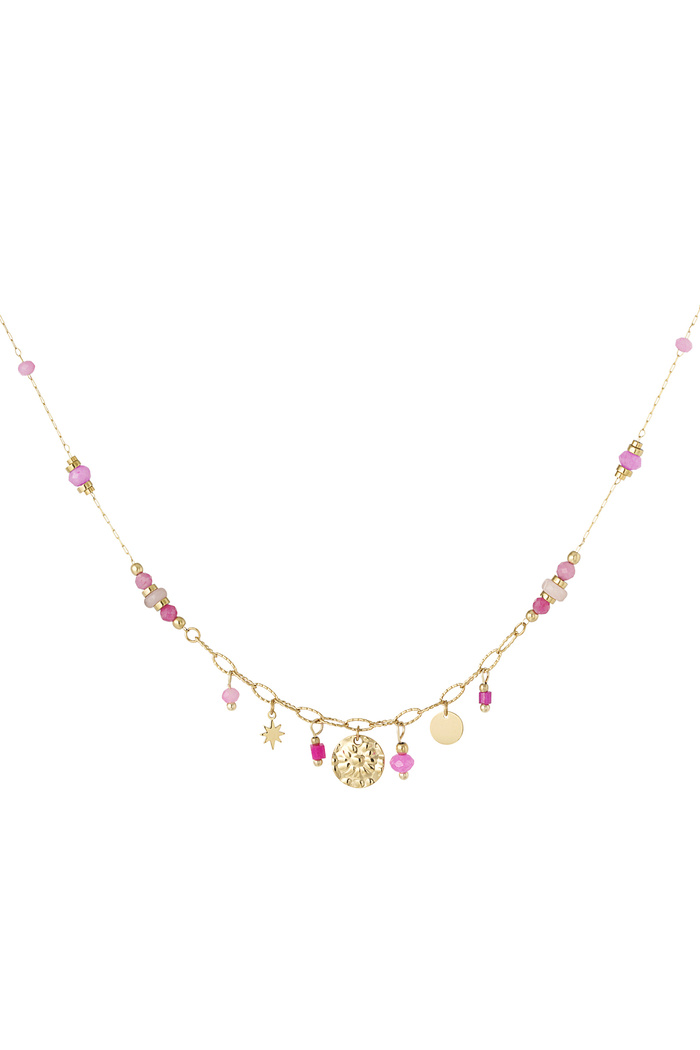 Summer vibe necklace pink - Gold 