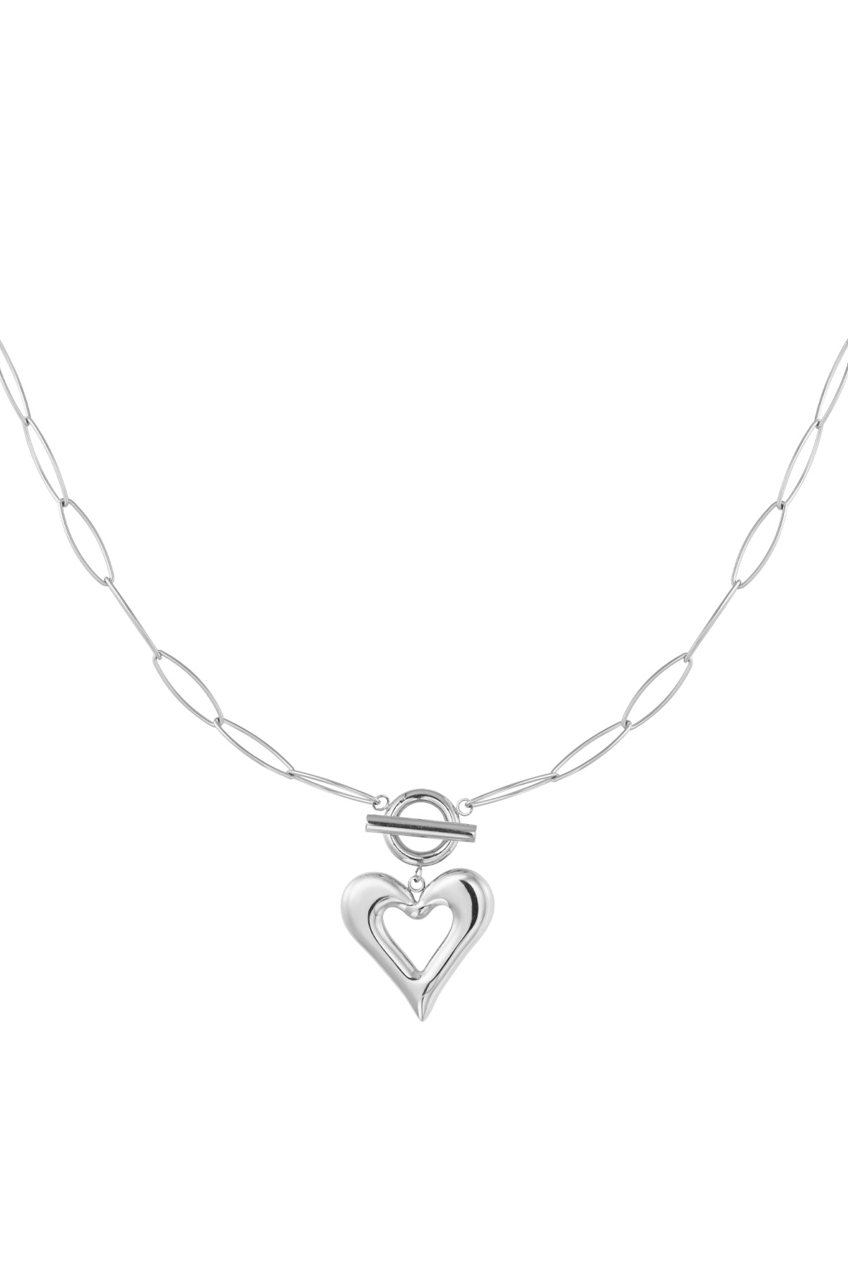 Link chain thick heart - silver