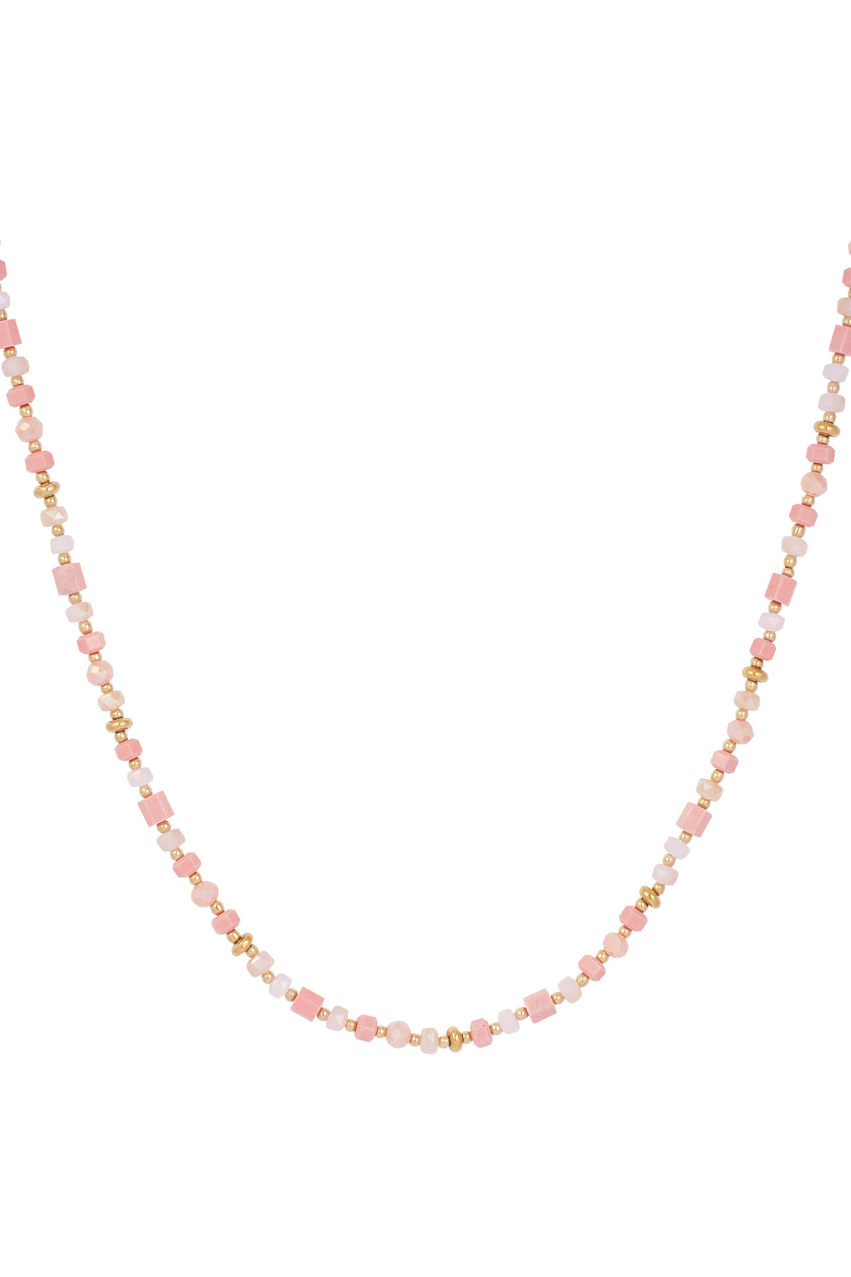 Colorful festival necklace - pink/gold 