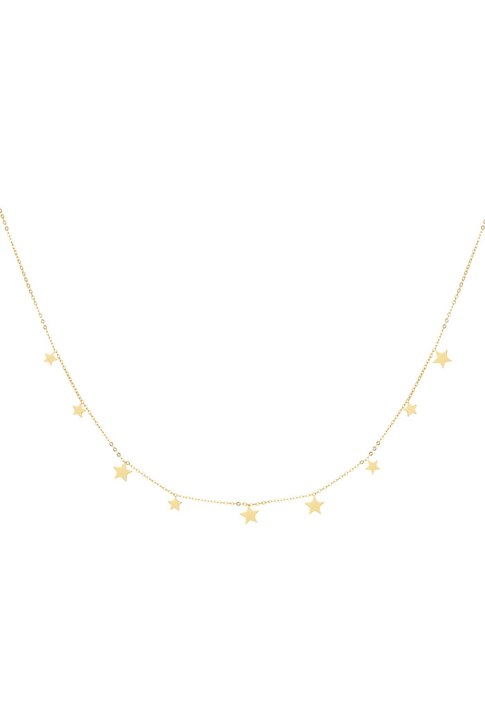 Classic necklace with star charms - gold  