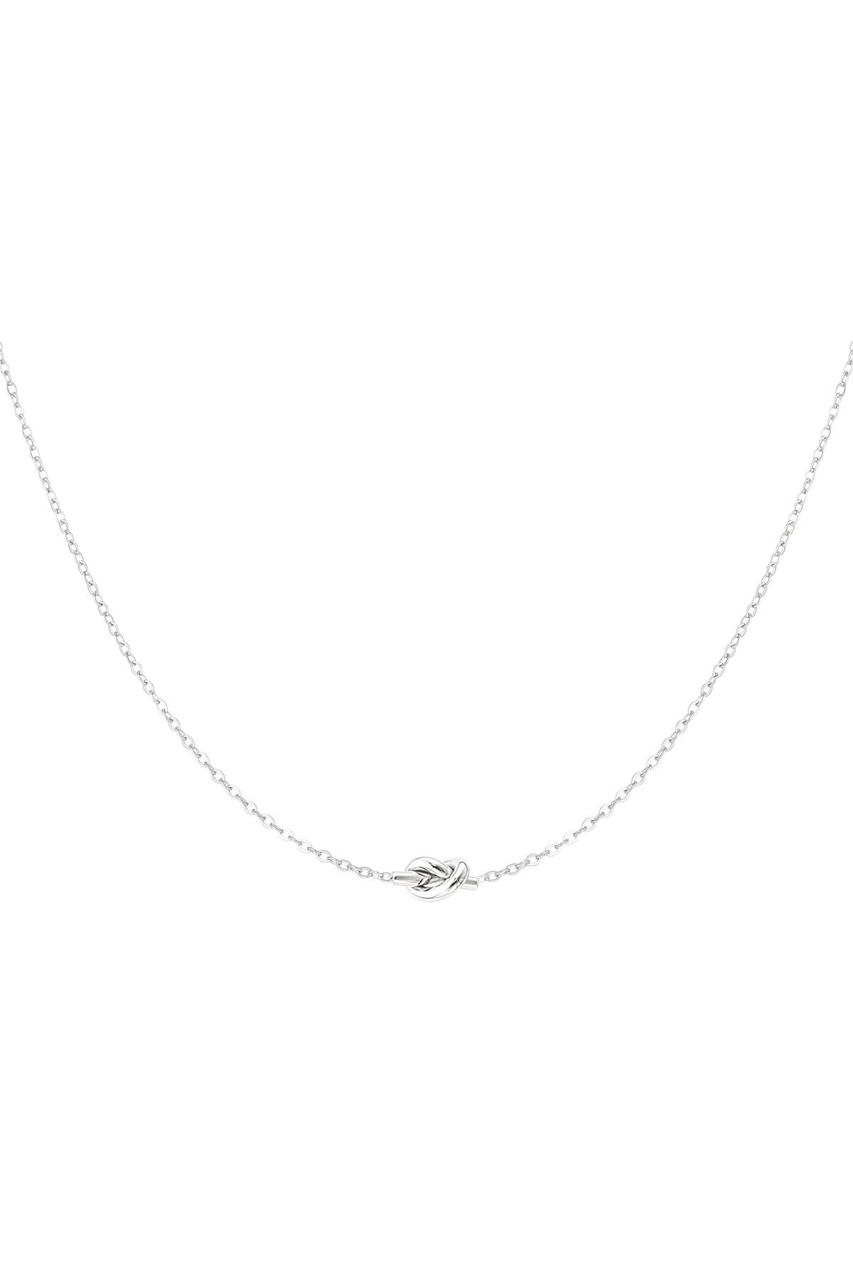 Simple necklace with knotted charm - silver