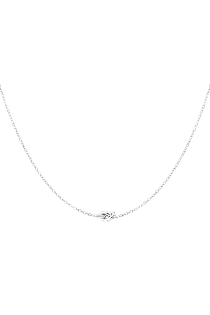 Schlichte Halskette mit geknotetem Anhänger – Silber 