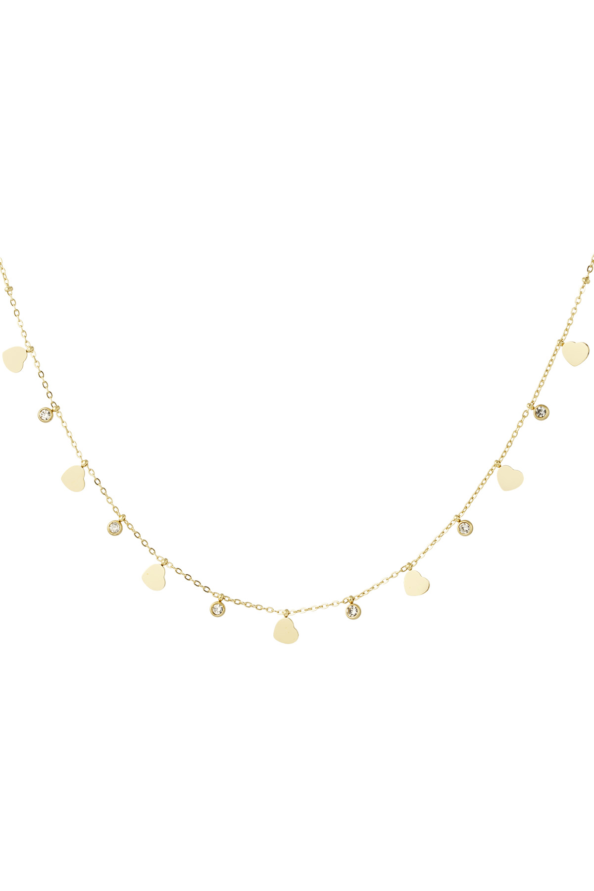 Charm necklace with hearts and diamonds - Gold color