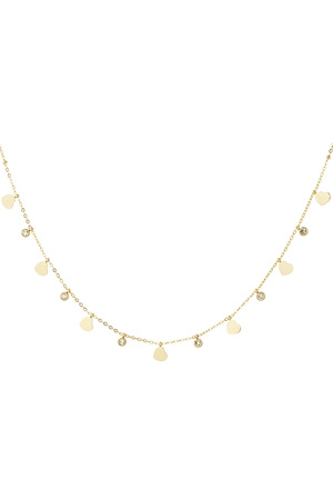 Charm necklace with hearts and diamonds - gold  h5 