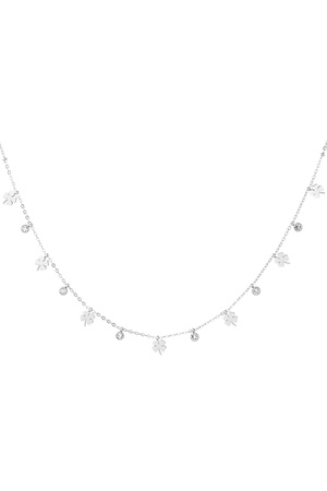 Charm necklace with clover and diamonds - silver h5 