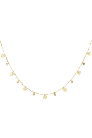 Charm necklace with clover and diamonds - gold  h5 