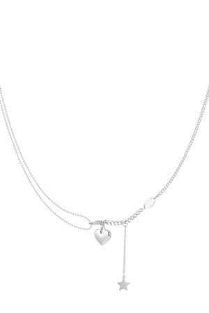 Necklace with heart and star charm - silver h5 