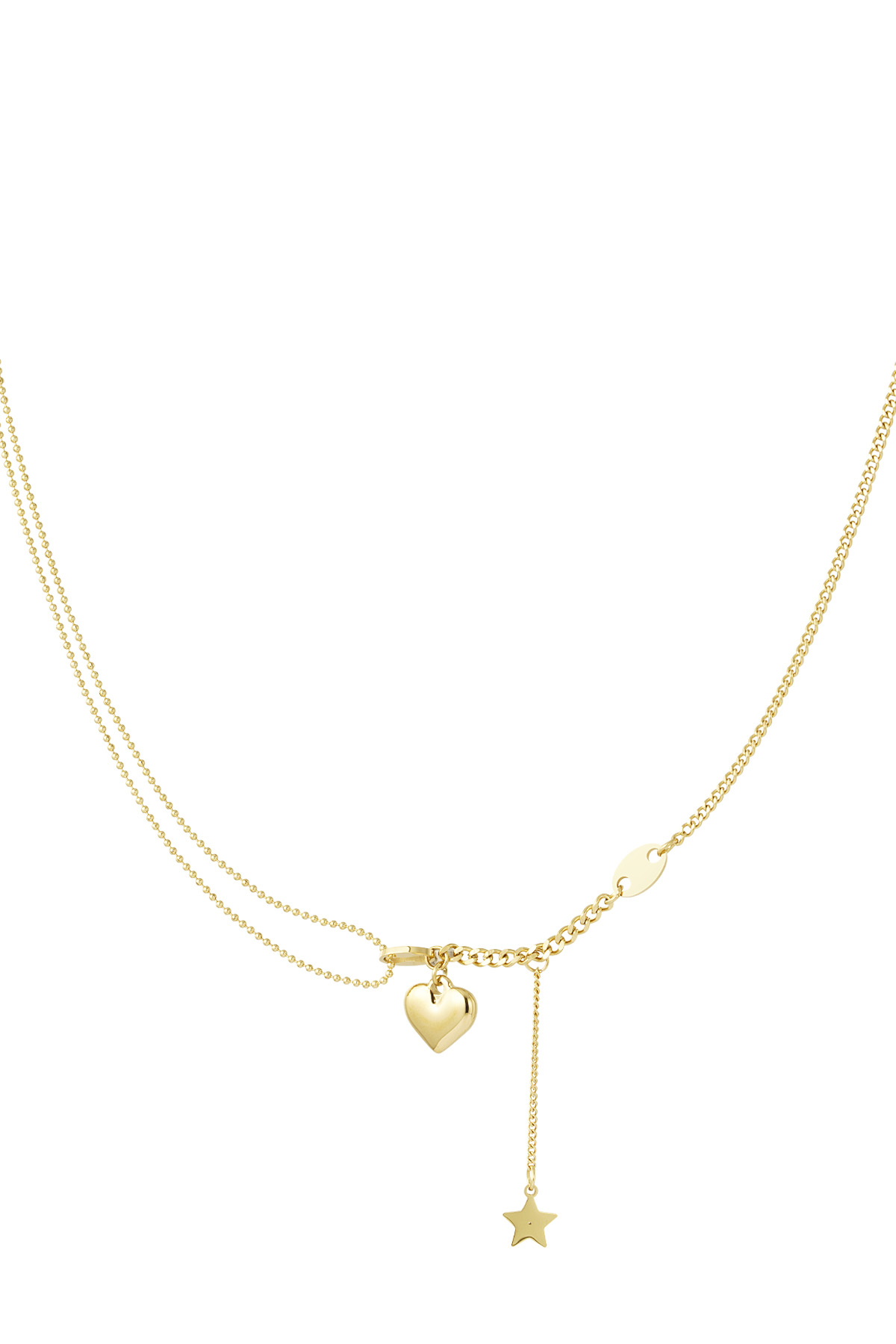 Necklace with heart and star charm - gold 