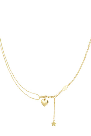 Necklace with heart and star charm - gold  h5 