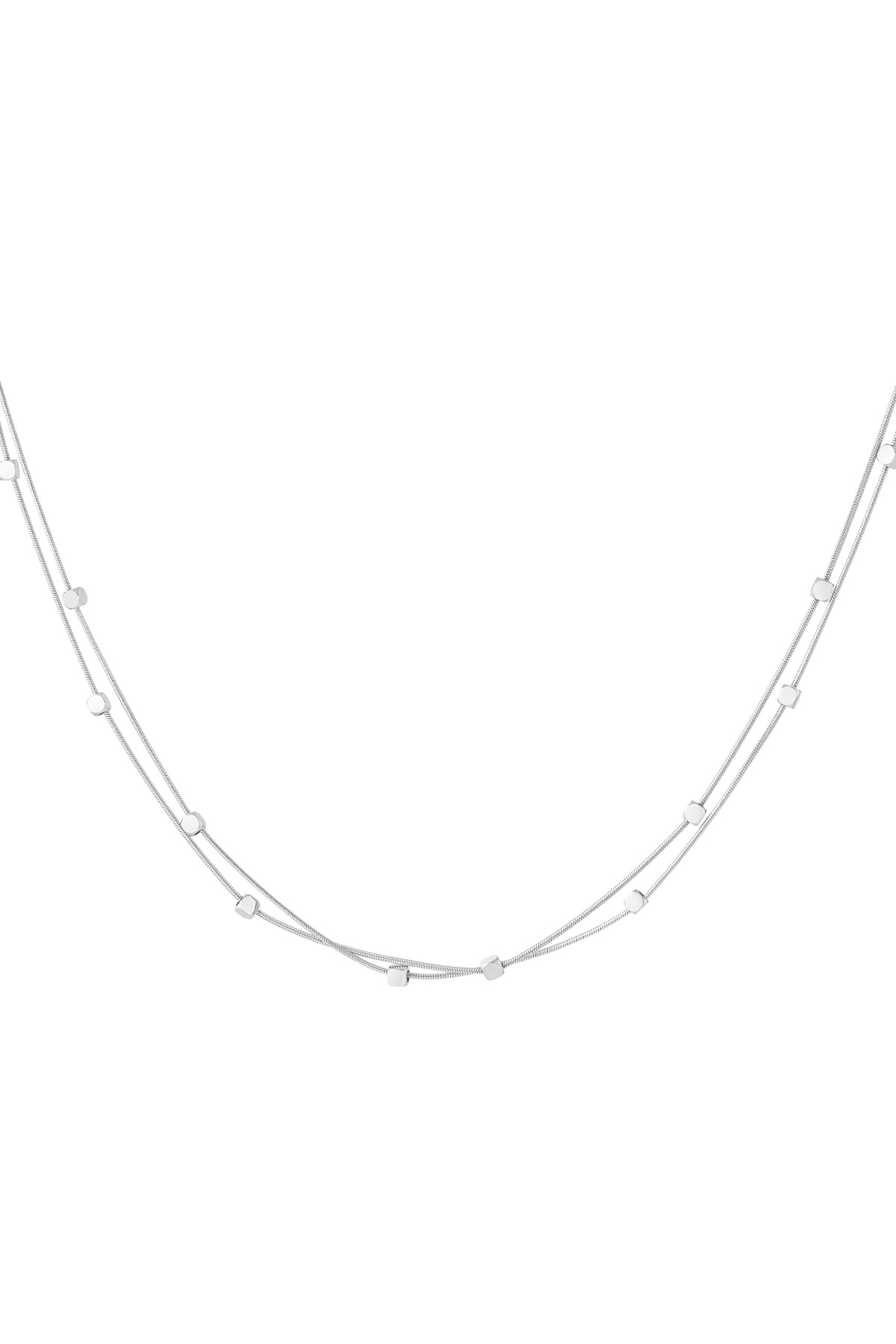 Double chain with coins - silver