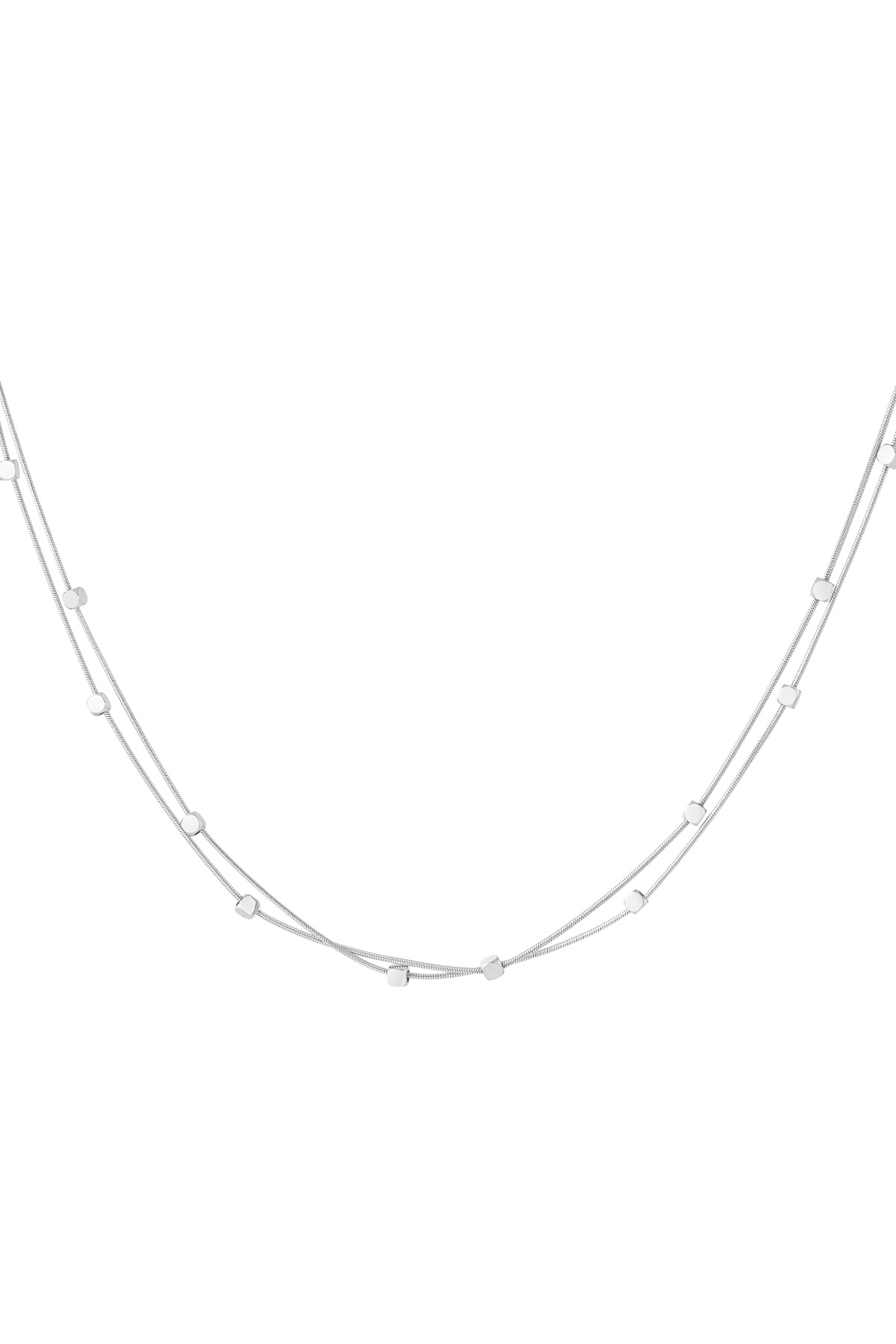 Double chain with coins - Silver Color color 2